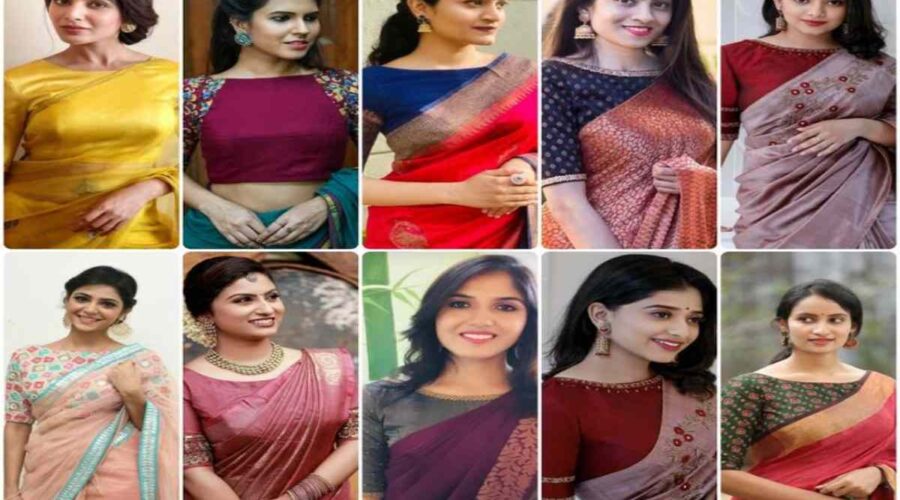 Boat Neck Trendy Soft Silk Saree Blouse Designs