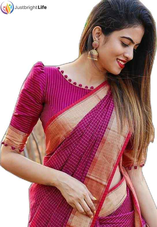 Cotton Silk Boat Neck Blouse Designs