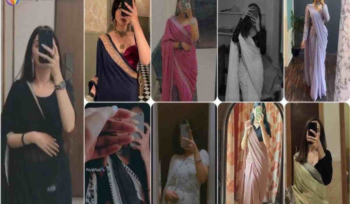 Instagram Hidden Face Mirror Selfie In Saree