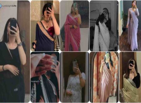 Instagram Hidden Face Mirror Selfie In Saree