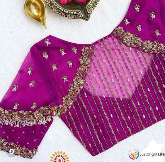 Pink Aari Work Blouse Designs