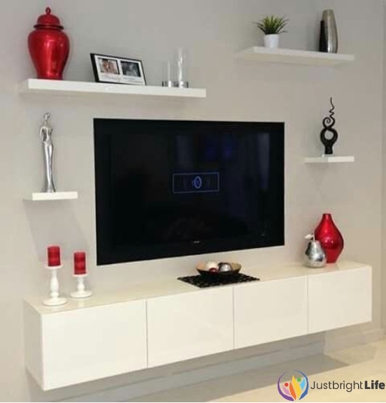 White Pop Design For Tv Wall