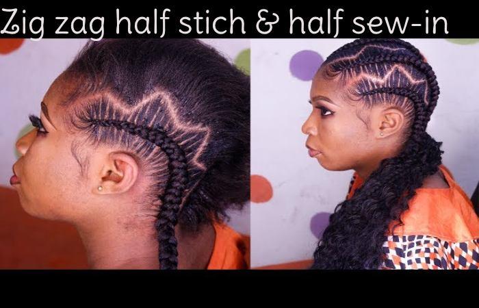 Zig zag half stich & half sew-in