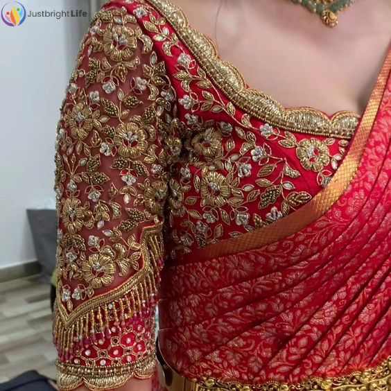 Pattu Saree With Maggam Work Blouse Designs